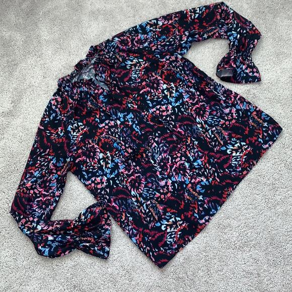 Sois Inspire Split Neck Printed Blouse Top Sz S - Picture 2 of 9